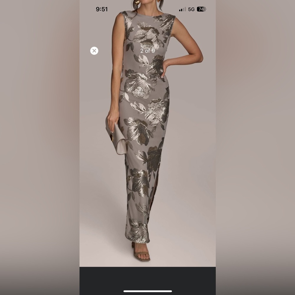 Donna Karan Metallic Floral Pencil Skirt